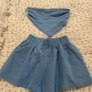 Blue Women's Top and Shorts Set Mixology